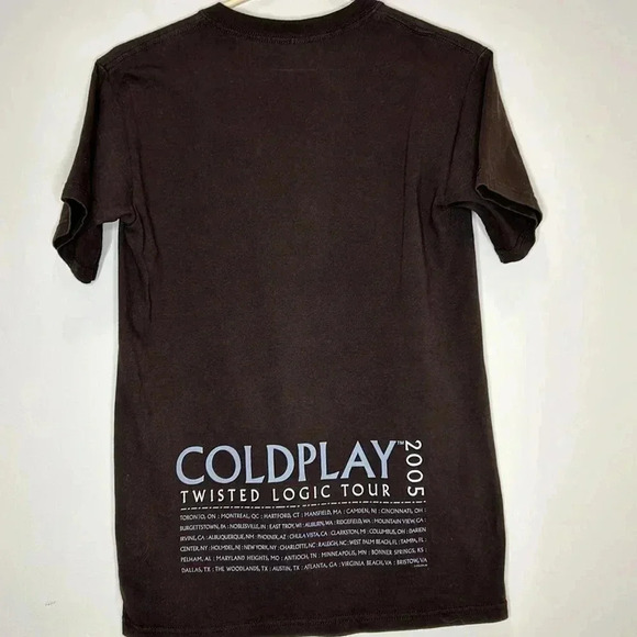 Coldplay 2005 Twisted Logic Tour Brown  Graphic T Shirt Size S - Picture 7 of 13
